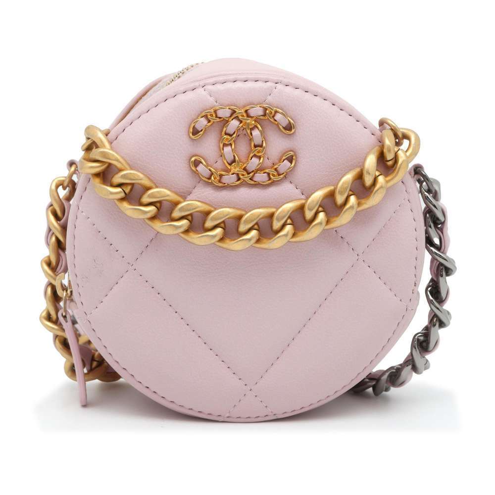 Chanel Round Chain Matelasse Shoulder Bag Lambskin Black